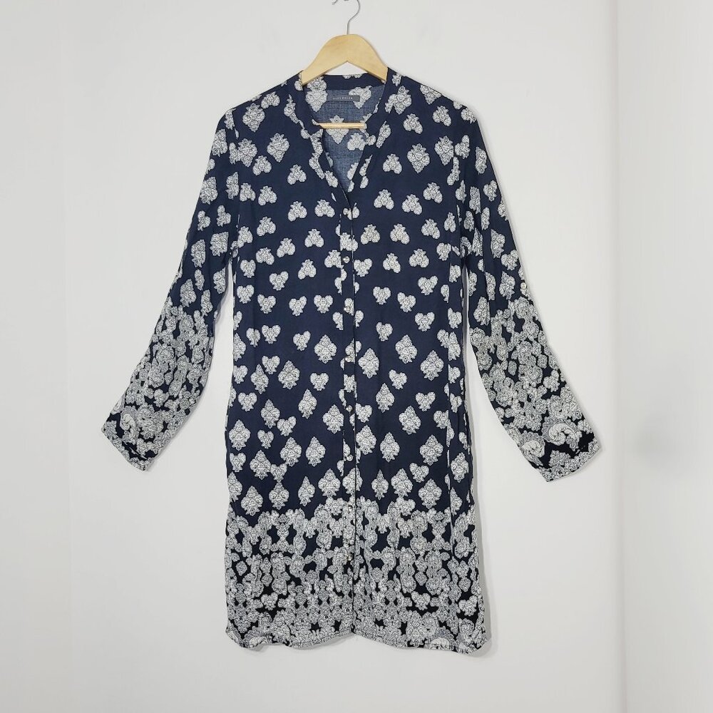 Suzy Shier Womens White Floral Long Sleeve Button Midi Casual Lightweight Dress